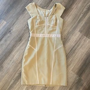 REBECCA Taylor Beige Bustier Bodycon Cap Sleeve Dress Sandstone Size 8